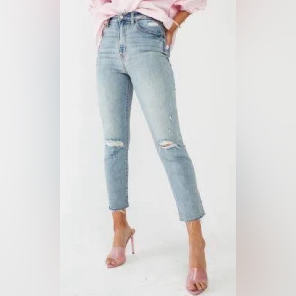 Eunina Jeans: Ally High Rise Straight Crop